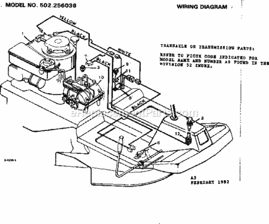 Page A Diagram and Parts List for 502256036  Craftsman Lawn Tractor