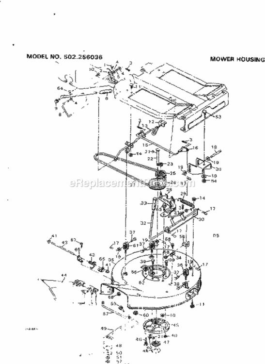 Page D Diagram and Parts List for 502256036  Craftsman Lawn Tractor