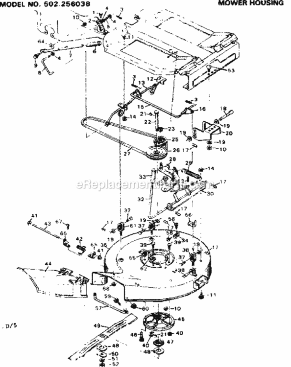 Page D Diagram and Parts List for 502256038  Craftsman Lawn Tractor