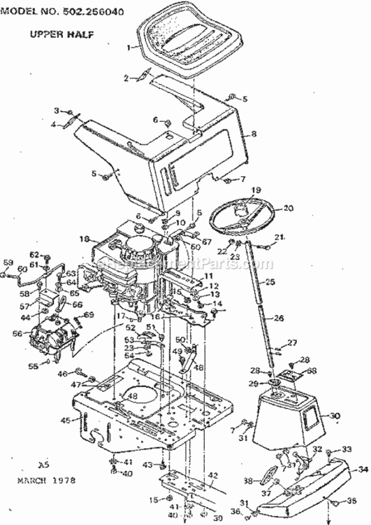 Page A Diagram and Parts List for 502256040  Craftsman Lawn Tractor