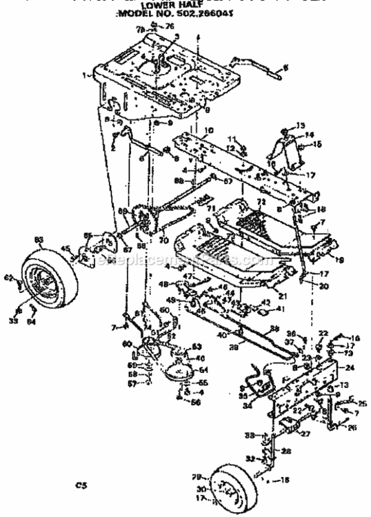 Page C Diagram and Parts List for 502256041  Craftsman Lawn Tractor