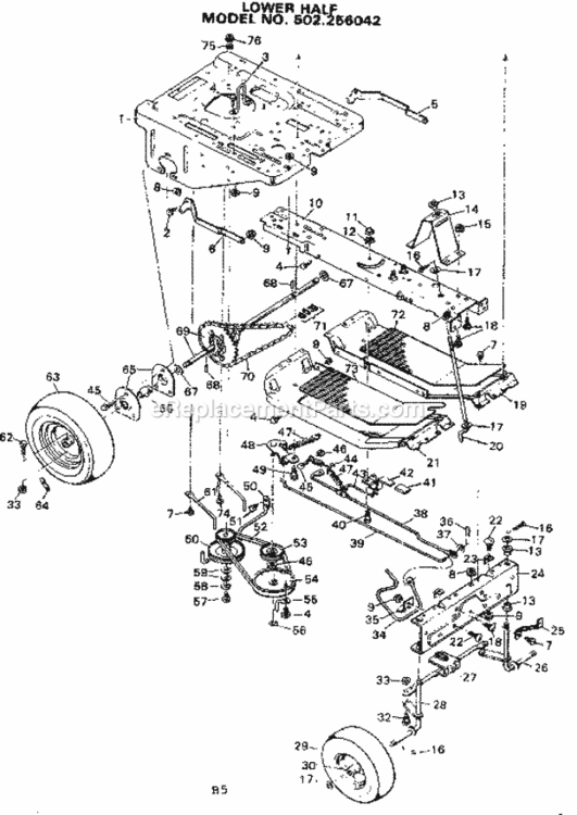 Page B Diagram and Parts List for 502256042  Craftsman Lawn Tractor
