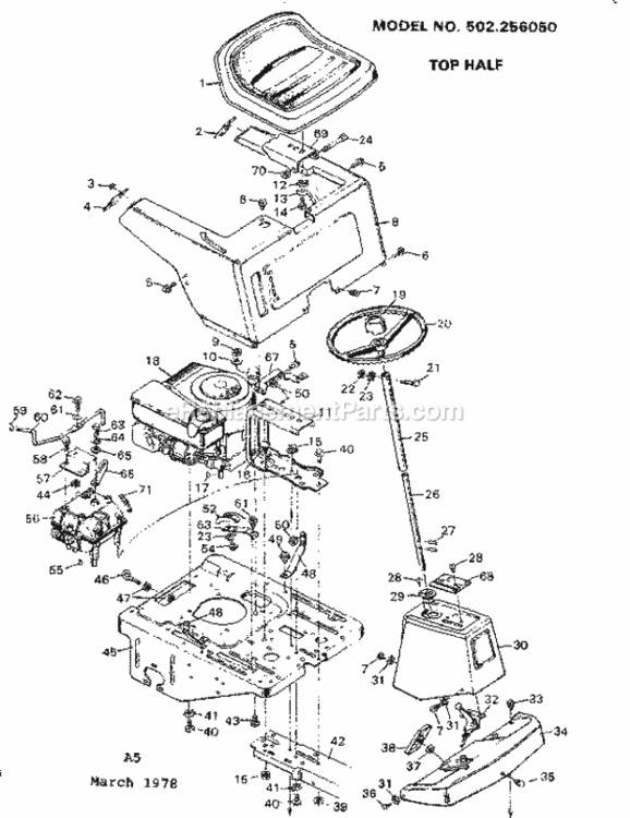 Page A Diagram and Parts List for 502256050  Craftsman Lawn Tractor