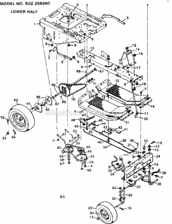 Page B Diagram and Parts List for 502256060  Craftsman Lawn Tractor
