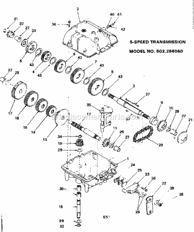 Page E Diagram and Parts List for 502256060  Craftsman Lawn Tractor