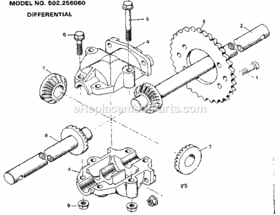 Page F Diagram and Parts List for 502256060  Craftsman Lawn Tractor