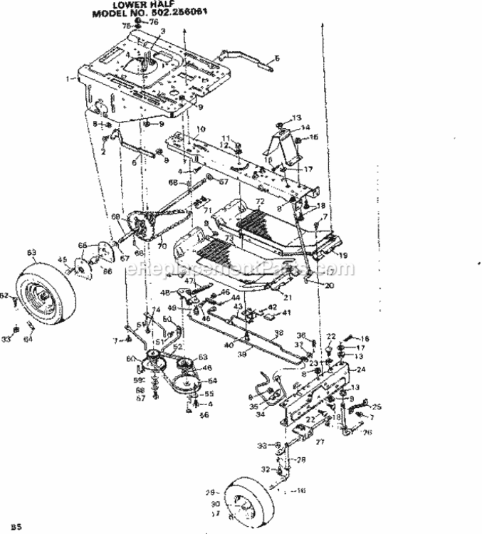 Page B Diagram and Parts List for 502256061  Craftsman Lawn Tractor