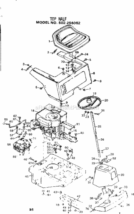 Page B Diagram and Parts List for 502256062  Craftsman Lawn Tractor