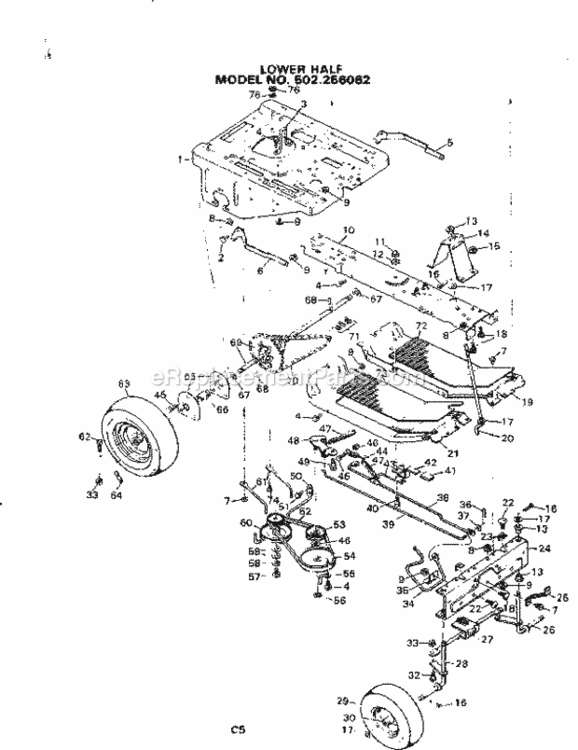 Page C Diagram and Parts List for 502256062  Craftsman Lawn Tractor
