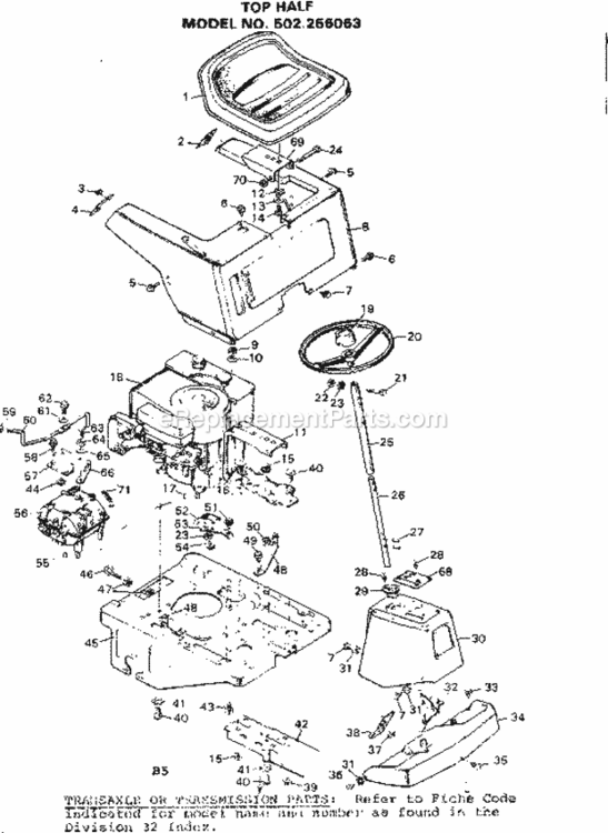 Page B Diagram and Parts List for 502256063  Craftsman Lawn Tractor