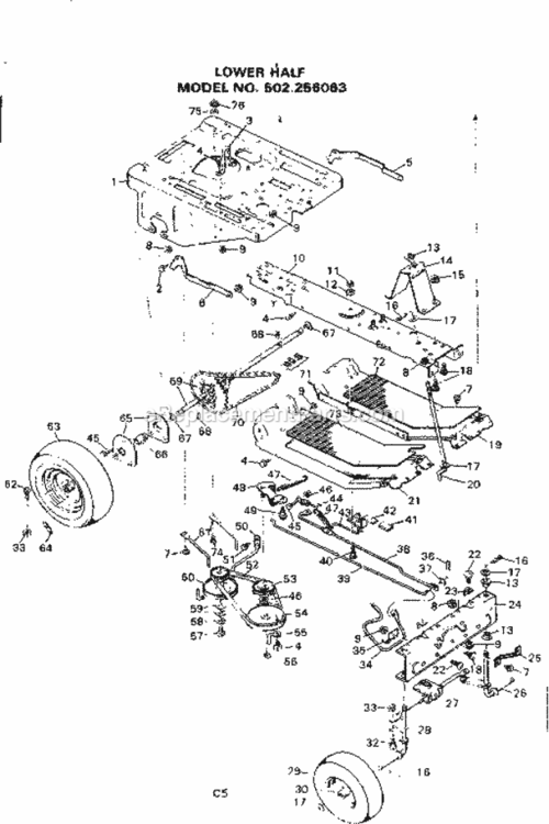Page C Diagram and Parts List for 502256063  Craftsman Lawn Tractor