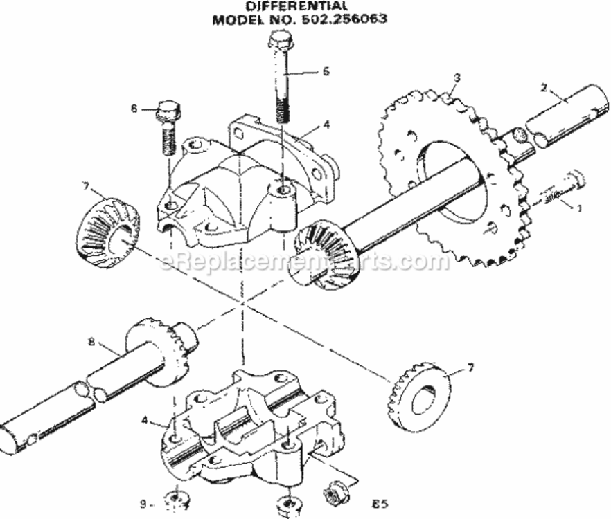 Page E Diagram and Parts List for 502256063  Craftsman Lawn Tractor