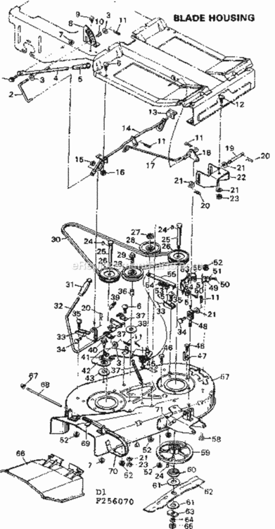 Page D Diagram and Parts List for 502256070  Craftsman Lawn Tractor