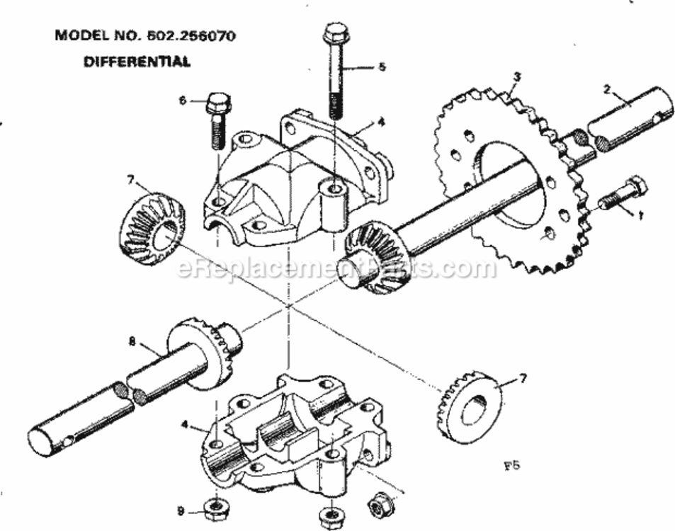Page F Diagram and Parts List for 502256070  Craftsman Lawn Tractor
