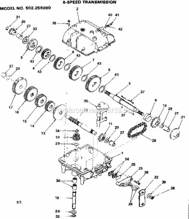 Page E Diagram and Parts List for 502256080  Craftsman Lawn Tractor