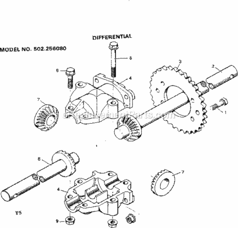 Page F Diagram and Parts List for 502256080  Craftsman Lawn Tractor