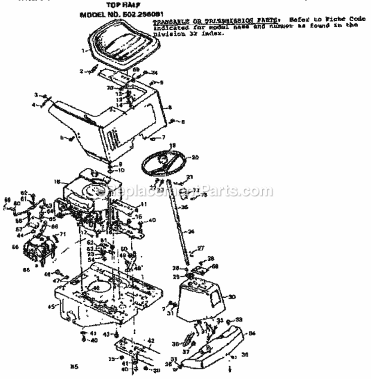 Page B Diagram and Parts List for 502256081  Craftsman Lawn Tractor
