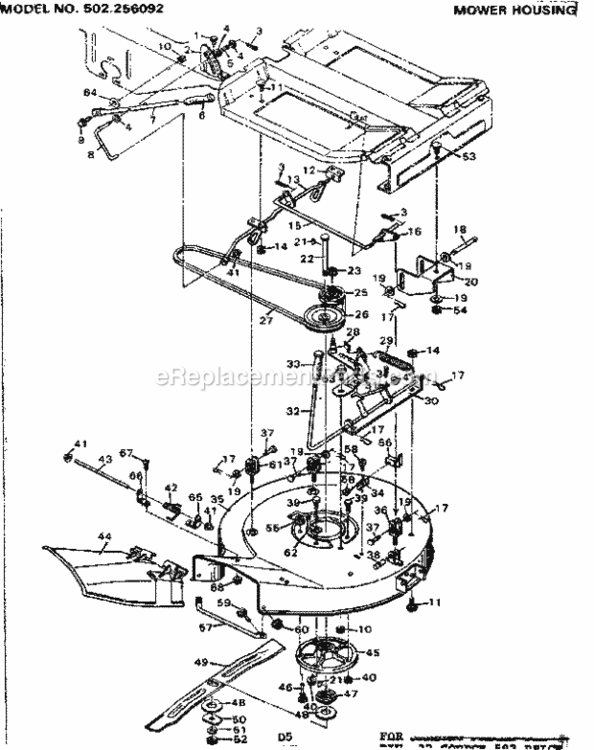 Page D Diagram and Parts List for 502256092  Craftsman Lawn Tractor