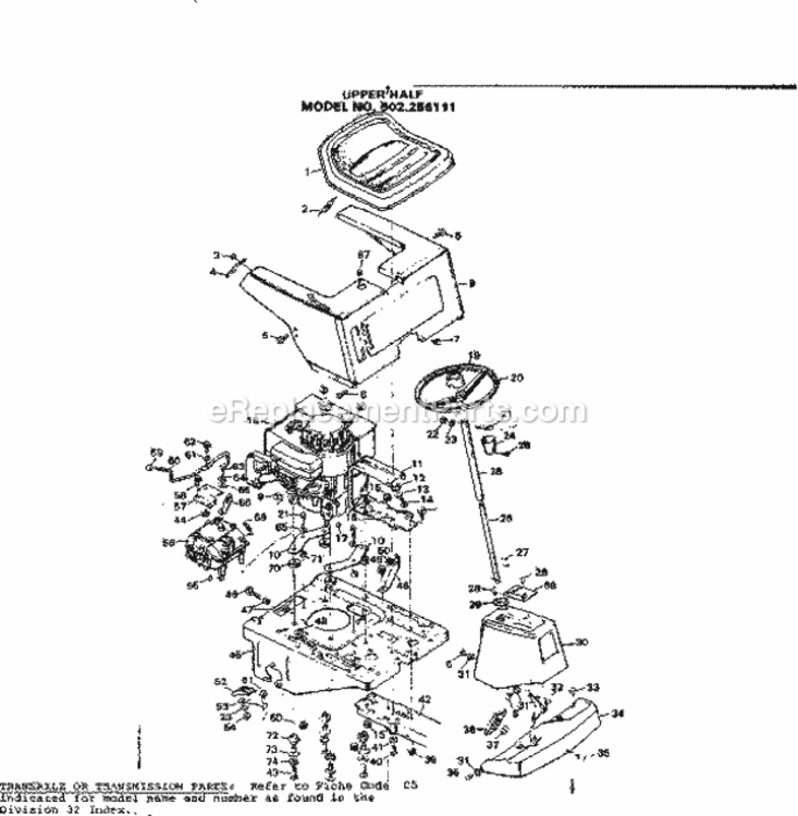Page C Diagram and Parts List for 502256111  Craftsman Lawn Tractor