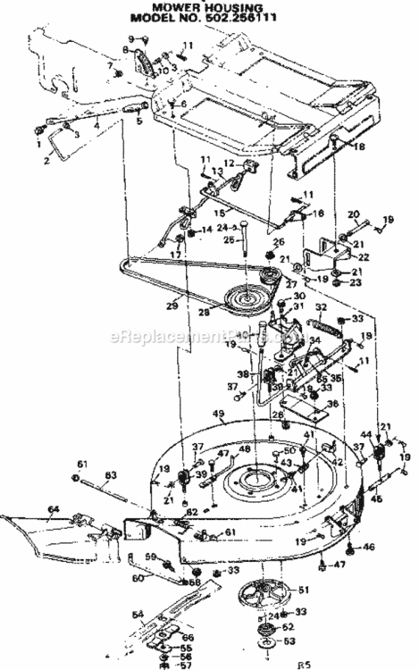Page E Diagram and Parts List for 502256111  Craftsman Lawn Tractor