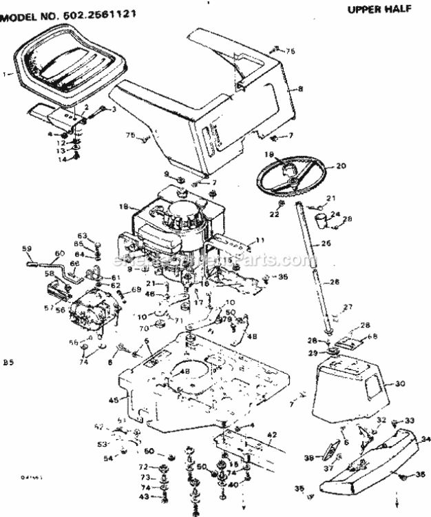 Page B Diagram and Parts List for 5022561121  Craftsman Lawn Tractor