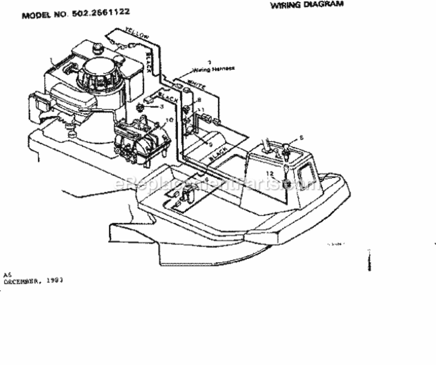 Page A Diagram and Parts List for 5022561122  Craftsman Lawn Tractor