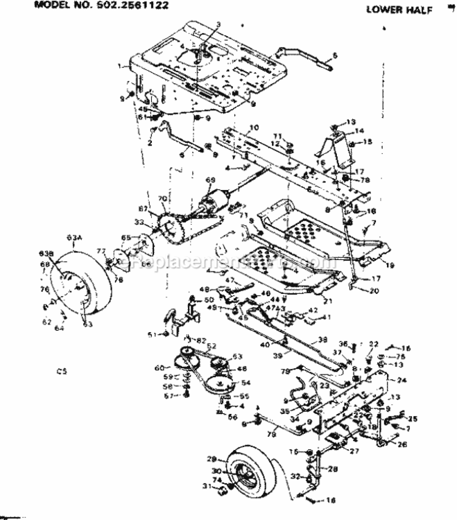 Page C Diagram and Parts List for 5022561122  Craftsman Lawn Tractor