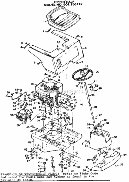Page C Diagram and Parts List for 502256112  Craftsman Lawn Tractor