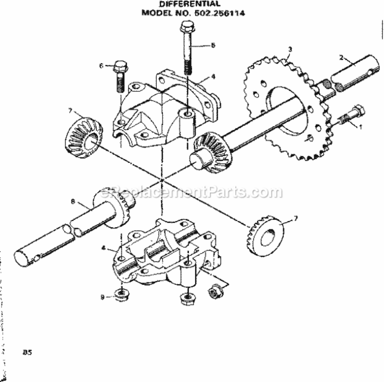 Page B Diagram and Parts List for 502256114  Craftsman Lawn Tractor