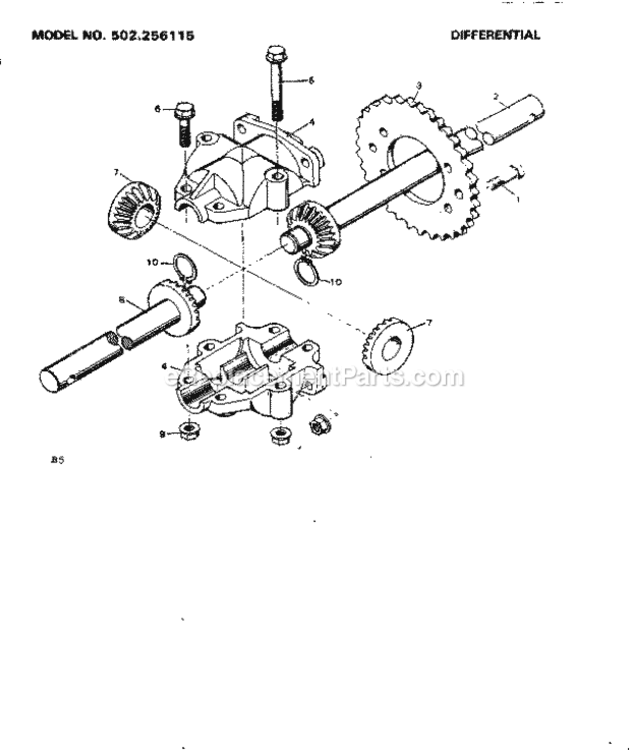 Page B Diagram and Parts List for 502256115  Craftsman Lawn Tractor
