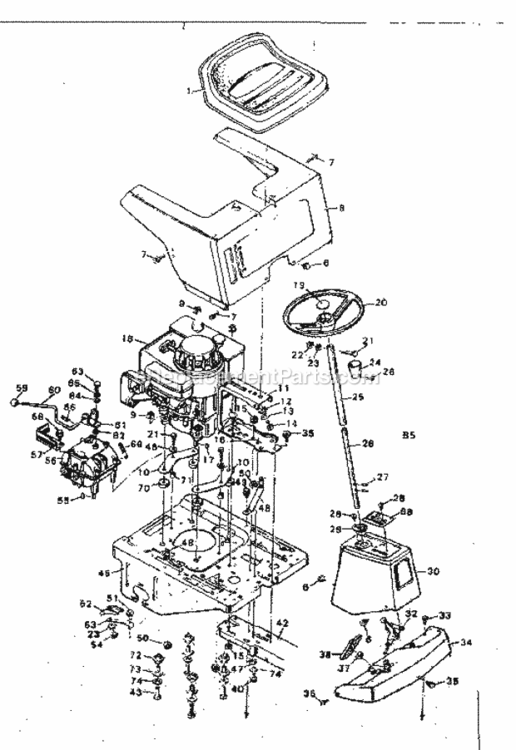 Page B Diagram and Parts List for 502256117A  Craftsman Lawn Tractor