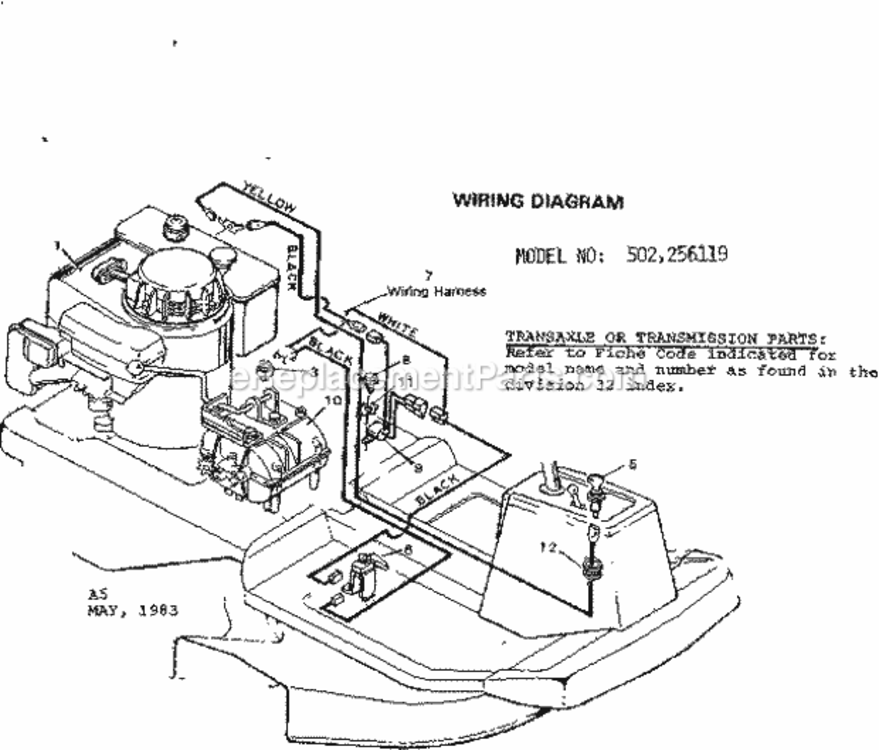 Page A Diagram and Parts List for 502256119  Craftsman Lawn Tractor