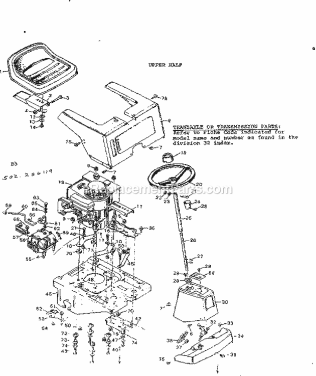 Page B Diagram and Parts List for 502256119  Craftsman Lawn Tractor