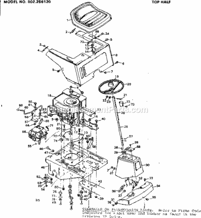 Page B Diagram and Parts List for 502256120  Craftsman Lawn Tractor