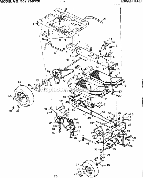 Page C Diagram and Parts List for 502256120  Craftsman Lawn Tractor