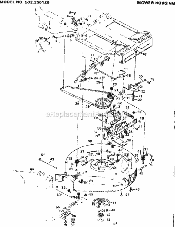 Page D Diagram and Parts List for 502256120  Craftsman Lawn Tractor