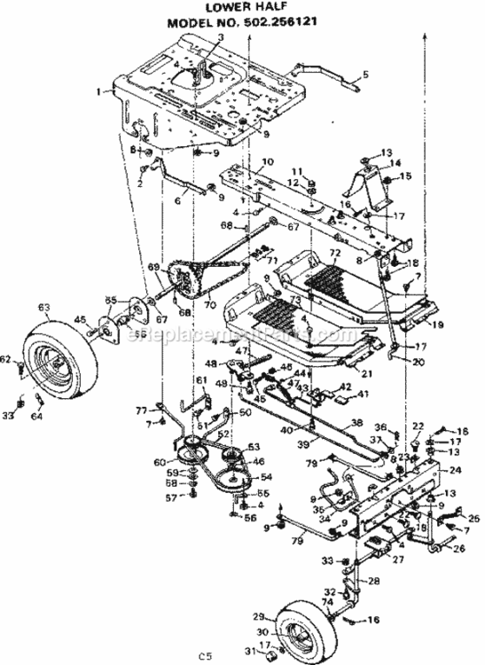 Page C Diagram and Parts List for 502256121  Craftsman Lawn Tractor