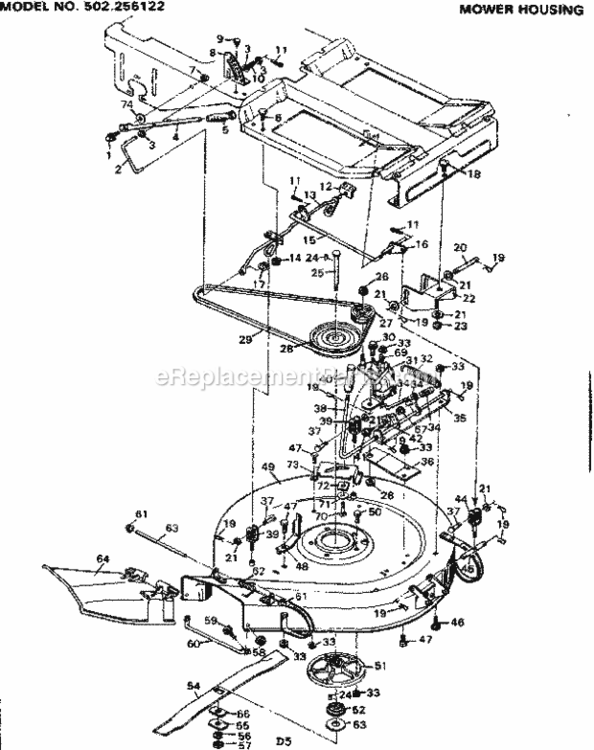 Page D Diagram and Parts List for 502256122  Craftsman Lawn Tractor