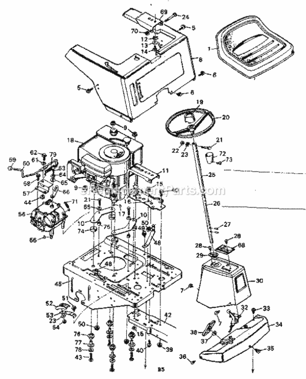 Page B Diagram and Parts List for 502256123  Craftsman Lawn Tractor