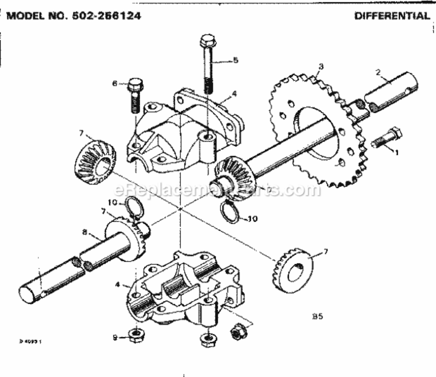 Page B Diagram and Parts List for 502256124  Craftsman Lawn Tractor