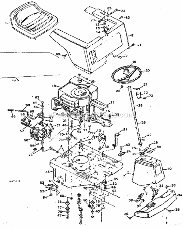 Page B Diagram and Parts List for 502256127  Craftsman Lawn Tractor