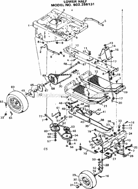 Page C Diagram and Parts List for 502256131  Craftsman Lawn Tractor