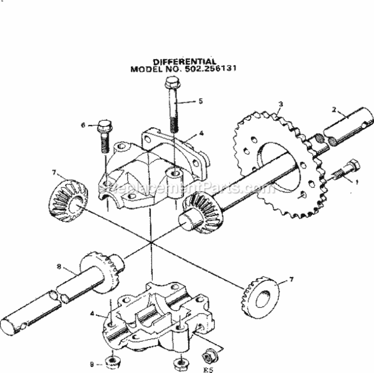 Page E Diagram and Parts List for 502256131  Craftsman Lawn Tractor