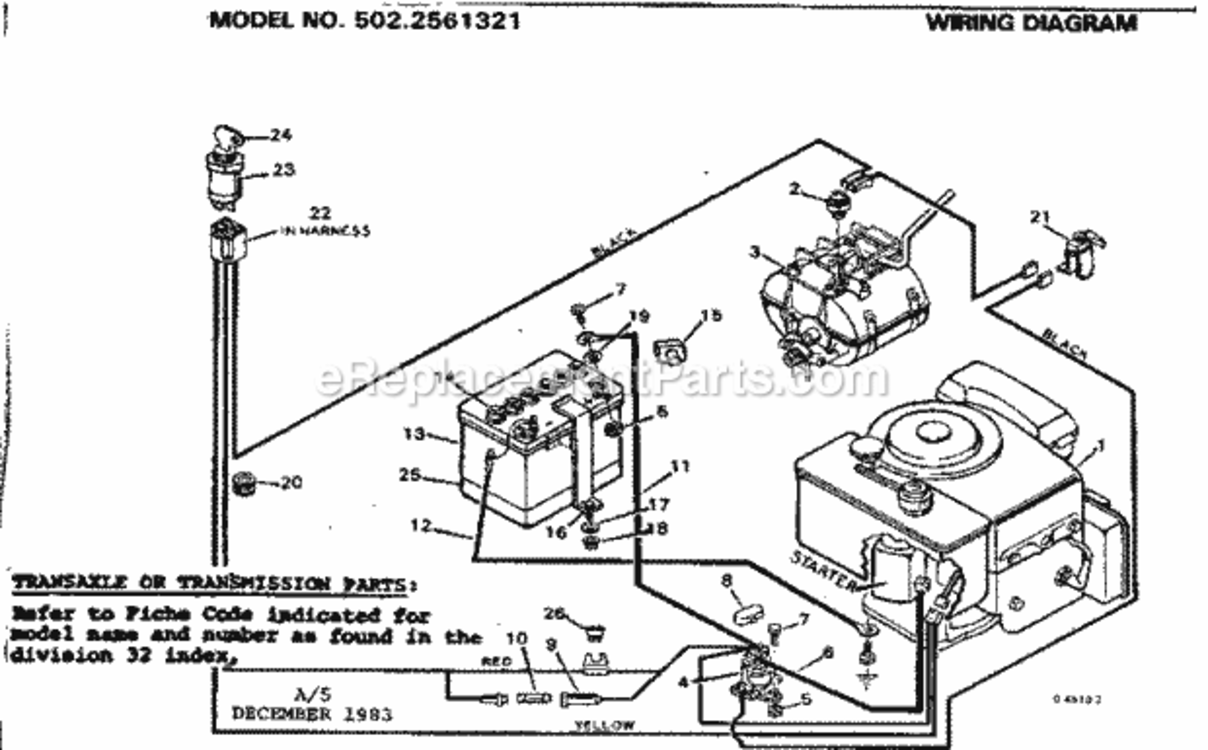 Page A Diagram and Parts List for 5022561321  Craftsman Lawn Tractor