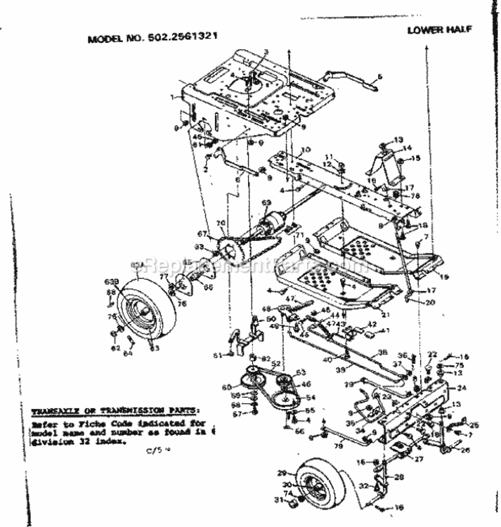 Page C Diagram and Parts List for 5022561321  Craftsman Lawn Tractor