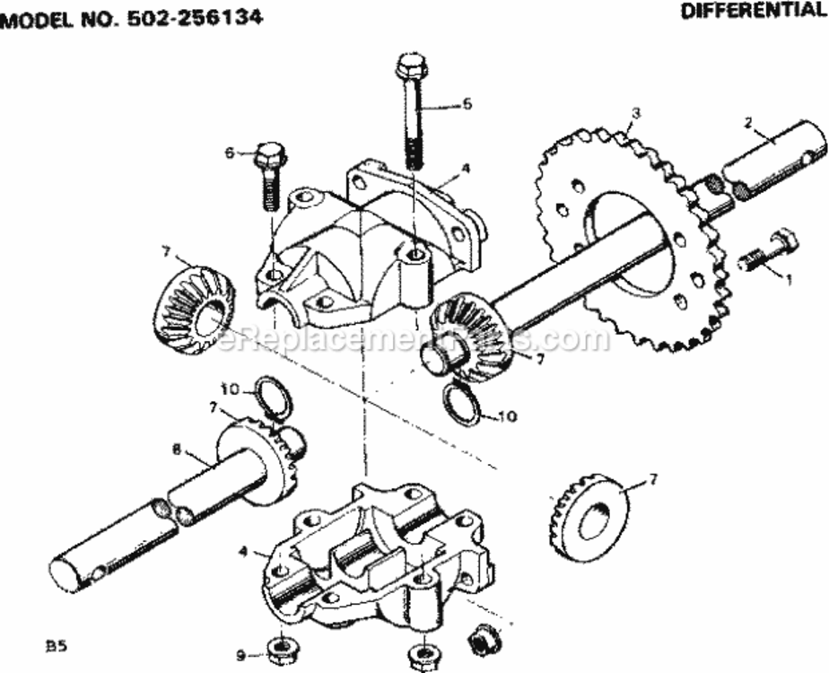 Page B Diagram and Parts List for 502256134  Craftsman Lawn Tractor