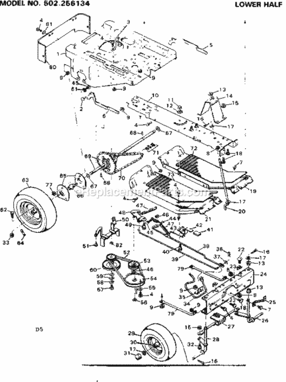 Page D Diagram and Parts List for 502256134  Craftsman Lawn Tractor