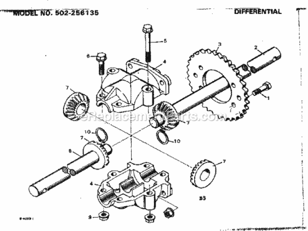Page B Diagram and Parts List for 502256135  Craftsman Lawn Tractor