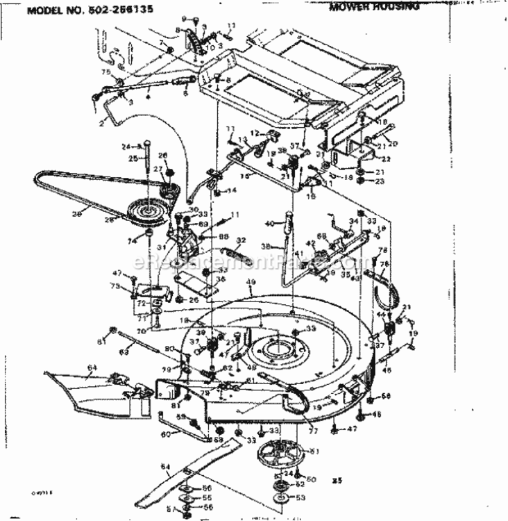 Page E Diagram and Parts List for 502256135  Craftsman Lawn Tractor