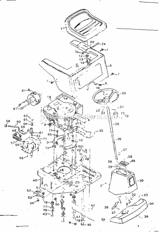 Page B Diagram and Parts List for 502256136A  Craftsman Lawn Tractor